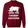 thumbnail image 1 of Unisex Crewneck Sweatshirt, Save The Chubby Unicorn, Custom Sweater, Slim Fit, Long Sleeve Sweater - Cardinal Red Medium, 1 of 2