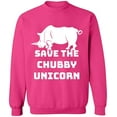 thumbnail image 1 of Unisex Crewneck Sweatshirt, Save The Chubby Unicorn, Custom Sweater, Slim Fit, Long Sleeve Sweater - Heliconia 3X-Large, 1 of 2