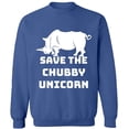 thumbnail image 1 of Unisex Crewneck Sweatshirt, Save The Chubby Unicorn, Custom Sweater, Slim Fit, Long Sleeve Sweater - Indigo Blue Medium, 1 of 2