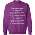 thumbnail image 1 of Unisex Crewneck Sweatshirt, Senior Citizen Texting Code, Custom Sweater, Slim Fit, Long Sleeve Sweater - Purple 3X-Large, 1 of 2