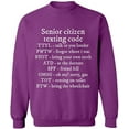 thumbnail image 1 of Unisex Crewneck Sweatshirt, Senior Citizen Texting Code, Custom Sweater, Slim Fit, Long Sleeve Sweater - Purple X-Large, 1 of 2