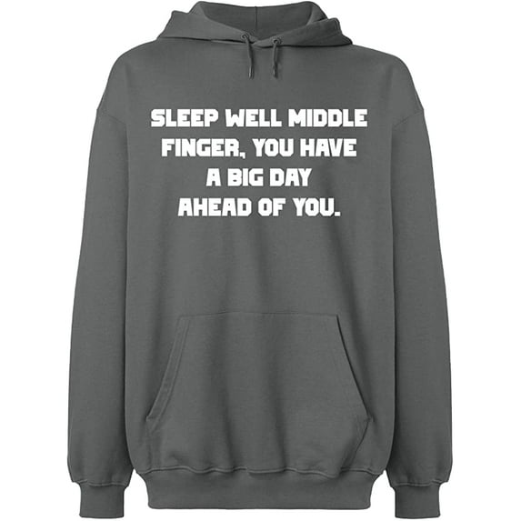 Unisex Crewneck Sweatshirt, Sleep Well Middle Finger, Slim Fit, Long Sleeve Sweater - Graphite Heather 2X-Large