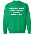 thumbnail image 1 of Unisex Crewneck Sweatshirt, Sleep Well Middle Finger, Slim Fit, Long Sleeve Sweater - Irish Green 2X-Large, 1 of 2