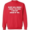 thumbnail image 1 of Unisex Crewneck Sweatshirt, Sleep Well Middle Finger, Slim Fit, Long Sleeve Sweater - Red X-Large, 1 of 2