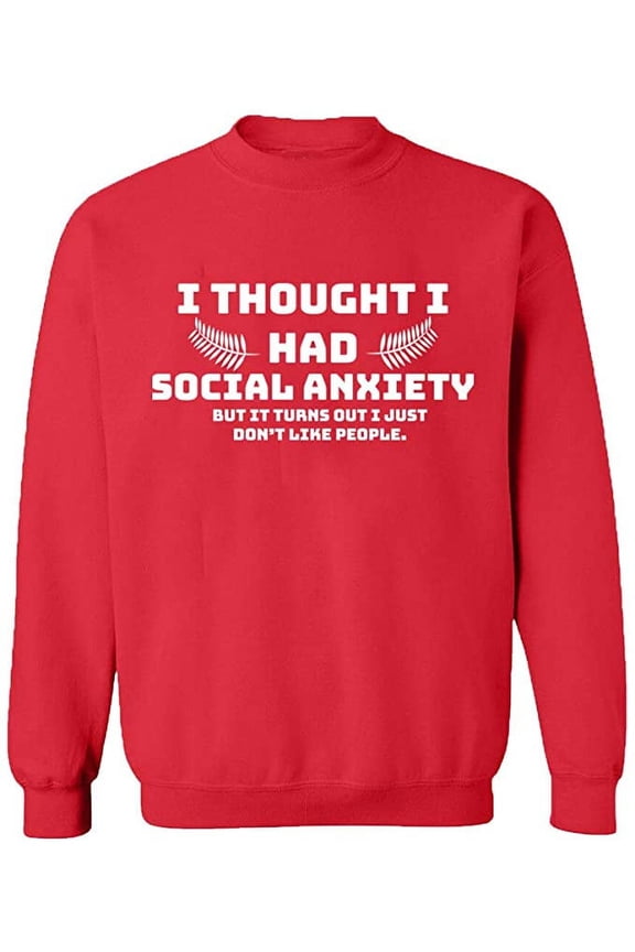 Unisex Crewneck Sweatshirt,, Slim Fit, Long Sleeve Sweater - Red Large