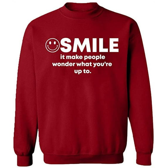 Unisex Crewneck Sweatshirt, Smile It Make People, Custom Sweater, Slim Fit, Long Sleeve Sweater - Antiquee Cherry Small