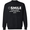 thumbnail image 1 of Unisex Crewneck Sweatshirt, Smile It Make People, Custom Sweater, Slim Fit, Long Sleeve Sweater - Black X-Large, 1 of 2