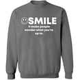 thumbnail image 1 of Unisex Crewneck Sweatshirt, Smile It Make People, Custom Sweater, Slim Fit, Long Sleeve Sweater - Graphite Heather 2X-Large, 1 of 2