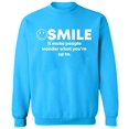 thumbnail image 1 of Unisex Crewneck Sweatshirt, Smile It Make People, Custom Sweater, Slim Fit, Long Sleeve Sweater - Sapphire X-Large, 1 of 2