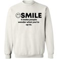 thumbnail image 1 of Unisex Crewneck Sweatshirt, Smile It Make People, Custom Sweater, Slim Fit, Long Sleeve Sweater - White Large, 1 of 2