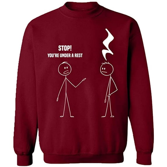 Unisex Crewneck Sweatshirt, Stop You're Under a Rest, Custom Sweater, Slim Fit, Long Sleeve Sweater - Cardinal Red Medium