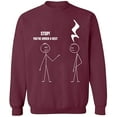thumbnail image 1 of Unisex Crewneck Sweatshirt, Stop You're Under a Rest, Custom Sweater, Slim Fit, Long Sleeve Sweater - Maroon Small, 1 of 2