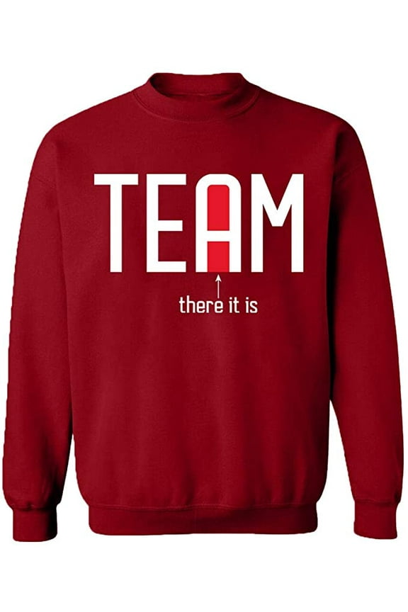 Unisex Crewneck Sweatshirt, Team There It is, Custom Sweater, Slim Fit, Long Sleeve Sweater - Antiquee Cherry Small