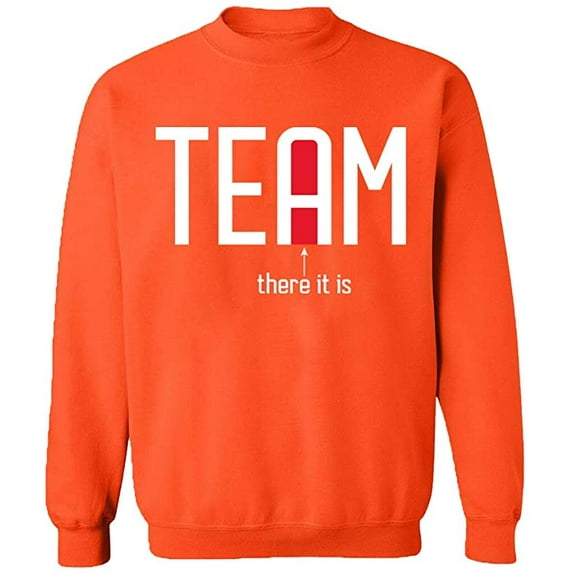 Unisex Crewneck Sweatshirt, Team There It is, Custom Sweater, Slim Fit, Long Sleeve Sweater - Orange X-Large