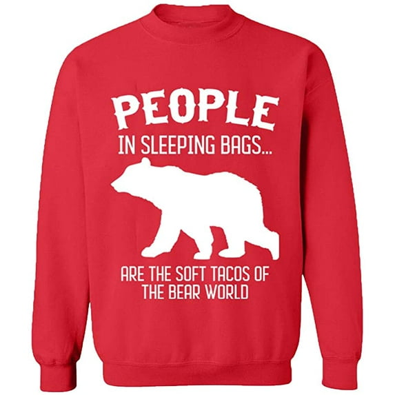 Unisex Crewneck Sweatshirt, The Bear World, Custom Sweater, Slim Fit, Long Sleeve Sweater - Red Medium