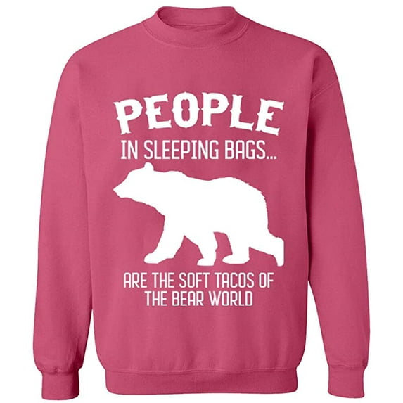Unisex Crewneck Sweatshirt, The Bear World, Custom Sweater, Slim Fit, Long Sleeve Sweater - Safety Pink Medium