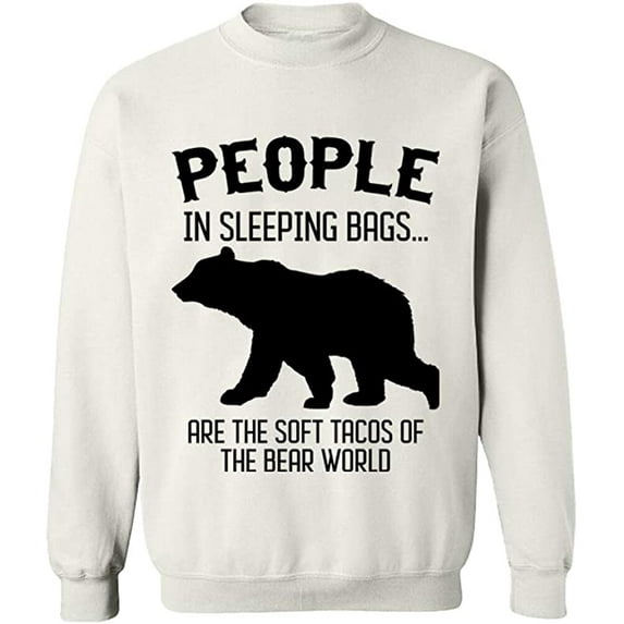 Unisex Crewneck Sweatshirt, The Bear World, Custom Sweater, Slim Fit, Long Sleeve Sweater - White Medium