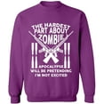 thumbnail image 1 of Unisex Crewneck Sweatshirt, The Hardest Part About Zombie, Custom Sweater, Slim Fit, Long Sleeve Sweater - Purple Large, 1 of 2