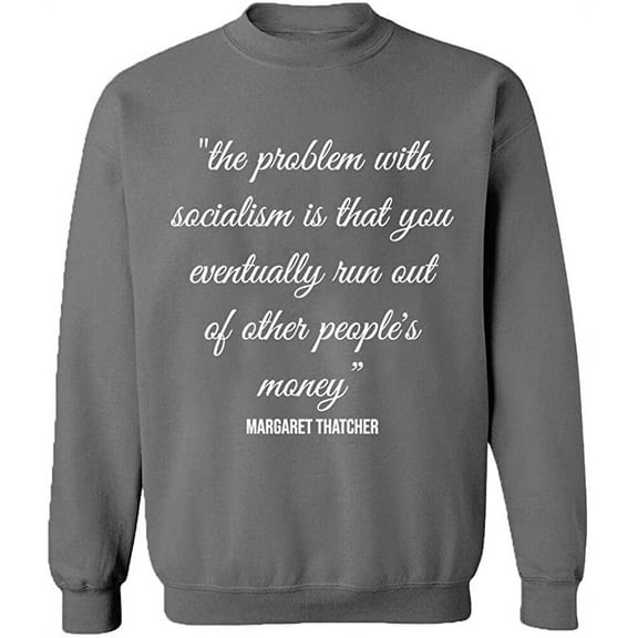 Unisex Crewneck Sweatshirt, The Problem With Socialism, Slim Fit, Long Sleeve Sweater - Graphite Heather 3X-Large
