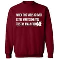 thumbnail image 1 of Unisex Crewneck Sweatshirt, To Stay Away From Me, Custom Sweater, Slim Fit, Long Sleeve Sweater - Cardinal Red Medium, 1 of 2