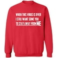 thumbnail image 1 of Unisex Crewneck Sweatshirt, To Stay Away From Me, Custom Sweater, Slim Fit, Long Sleeve Sweater - Red X-Large, 1 of 2