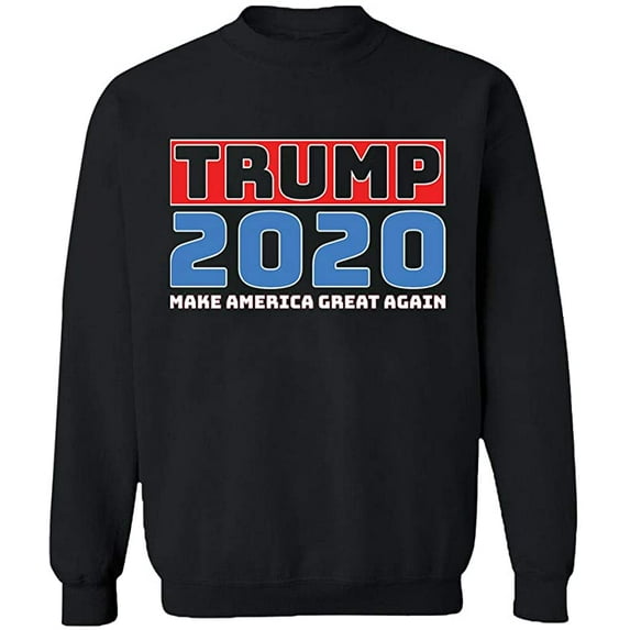 Unisex Crewneck Sweatshirt, Trump 2020, Custom Sweater, Slim Fit, Long Sleeve Sweater - Black Large