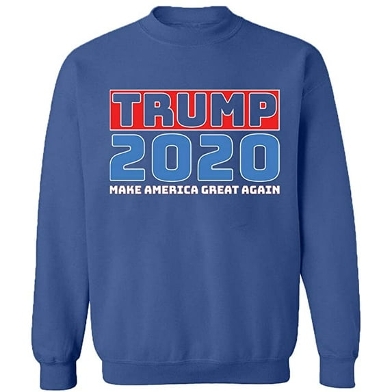 Unisex Crewneck Sweatshirt, Trump 2020, Custom Sweater, Slim Fit, Long Sleeve Sweater - Indigo Blue 3X-Large
