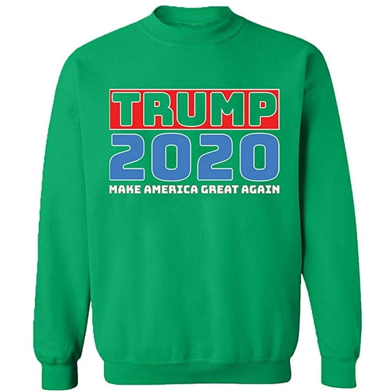Unisex Crewneck Sweatshirt, Trump 2020, Custom Sweater, Slim Fit, Long Sleeve Sweater - Irish Green 2X-Large