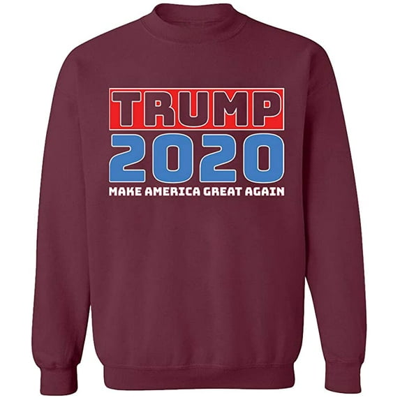 Unisex Crewneck Sweatshirt, Trump 2020, Custom Sweater, Slim Fit, Long Sleeve Sweater - Maroon 3X-Large