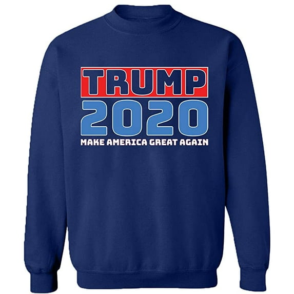 Unisex Crewneck Sweatshirt, Trump 2020, Custom Sweater, Slim Fit, Long Sleeve Sweater - Navy Blue Small