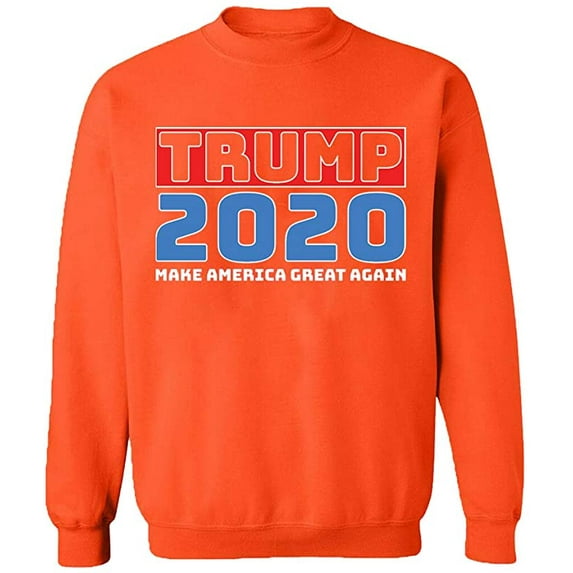 Unisex Crewneck Sweatshirt, Trump 2020, Custom Sweater, Slim Fit, Long Sleeve Sweater - Orange 2X-Large