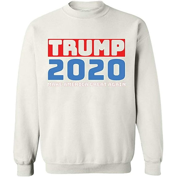 Unisex Crewneck Sweatshirt, Trump 2020, Custom Sweater, Slim Fit, Long Sleeve Sweater - White X-Large