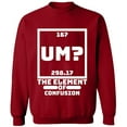 thumbnail image 1 of Unisex Crewneck Sweatshirt, Um The Element of Confusion, Custom Sweater, Slim Fit, Long Sleeve Sweater - Antiquee Cherry Small, 1 of 2
