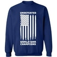 thumbnail image 1 of Unisex Crewneck Sweatshirt, Undefeated World War Champ, Slim Fit, Long Sleeve Sweater - Navy Blue 3X-Large, 1 of 2