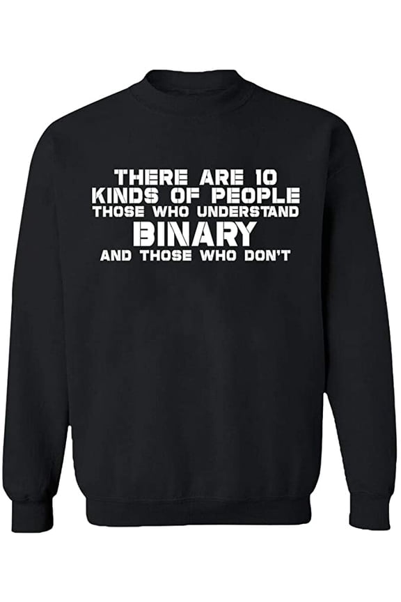Unisex Crewneck Sweatshirt, Understand Binary Math, Slim Fit, Long Sleeve Sweater - Black Medium