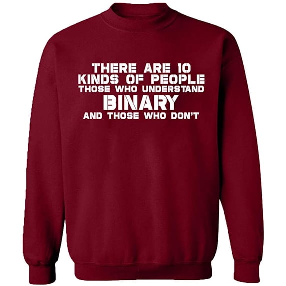 Unisex Crewneck Sweatshirt, Understand Binary Math, Slim Fit, Long Sleeve Sweater - Cardinal Red 3X-Large