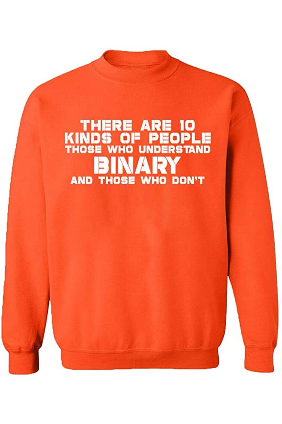 Unisex Crewneck Sweatshirt, Understand Binary Math, Slim Fit, Long Sleeve Sweater - Orange Medium