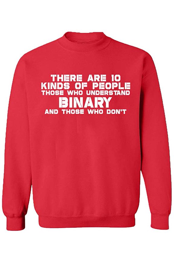 Unisex Crewneck Sweatshirt, Understand Binary Math, Slim Fit, Long Sleeve Sweater - Red Large