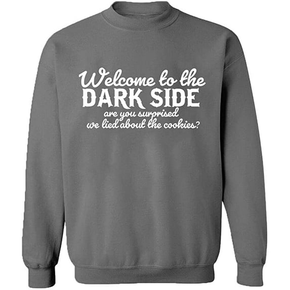 Unisex Crewneck Sweatshirt, Welcome To The Dark Side, Custom Sweater, Slim Fit, Long Sleeve Sweater - Graphite Heather X-Large