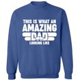 thumbnail image 1 of Unisex Crewneck Sweatshirt, What An Amazing Dad Looks Like, Slim Fit, Long Sleeve Sweater - Indigo Blue Small, 1 of 2