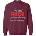thumbnail image 1 of Unisex Crewneck Sweatshirt, What Every One Else is Thinking, Slim Fit, Long Sleeve Sweater - Maroon X-Large, 1 of 2
