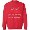 thumbnail image 1 of Unisex Crewneck Sweatshirt, What Every One Else is Thinking, Slim Fit, Long Sleeve Sweater - Red Large, 1 of 2