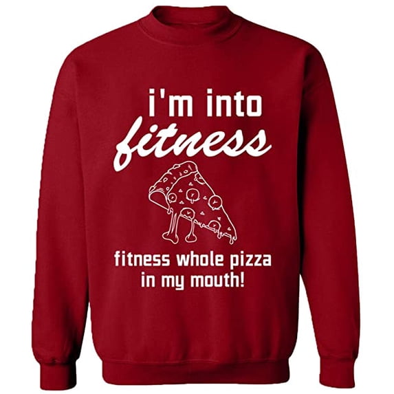 Unisex Crewneck Sweatshirt, Whole Pizza In My Mouth, Custom Sweater, Slim Fit, Long Sleeve Sweater - Antiquee Cherry Small