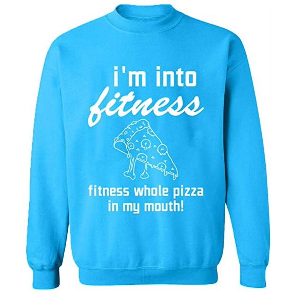 Unisex Crewneck Sweatshirt, Whole Pizza In My Mouth, Custom Sweater, Slim Fit, Long Sleeve Sweater - Sapphire Medium