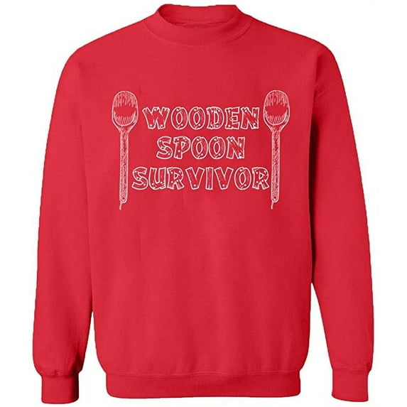 Unisex Crewneck Sweatshirt, Wooden Spoon Survivor, Custom Sweater, Slim Fit, Long Sleeve Sweater - Red Large