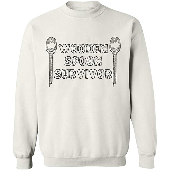 Unisex Crewneck Sweatshirt, Wooden Spoon Survivor, Custom Sweater, Slim Fit, Long Sleeve Sweater - White X-Large