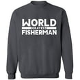 thumbnail image 1 of Unisex Crewneck Sweatshirt, World Okayest Fisherman, Slim Fit, Long Sleeve Sweater - Charcoal X-Large, 1 of 2