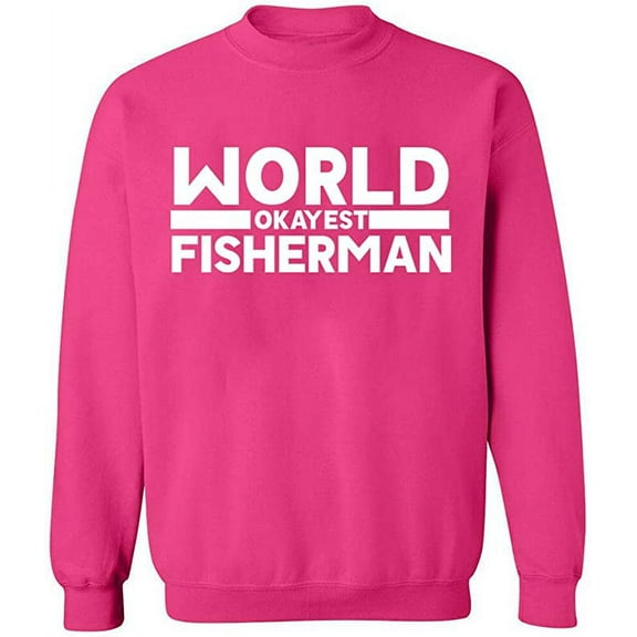 Unisex Crewneck Sweatshirt, World Okayest Fisherman, Slim Fit, Long Sleeve Sweater - Heliconia X-Large