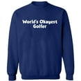 thumbnail image 1 of Unisex Crewneck Sweatshirt, World's Okayest Golfer, Custom Sweater, Slim Fit, Long Sleeve Sweater - Navy Blue X-Large, 1 of 2