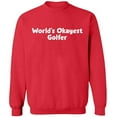 thumbnail image 1 of Unisex Crewneck Sweatshirt, World's Okayest Golfer, Custom Sweater, Slim Fit, Long Sleeve Sweater - Red Large, 1 of 2